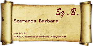 Szerencs Barbara névjegykártya